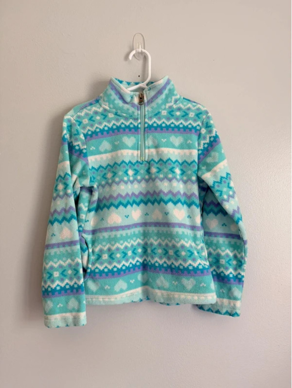 The Children’s Place Fair Isle Fleece Quarter Zip Pullover Girls 5/6
